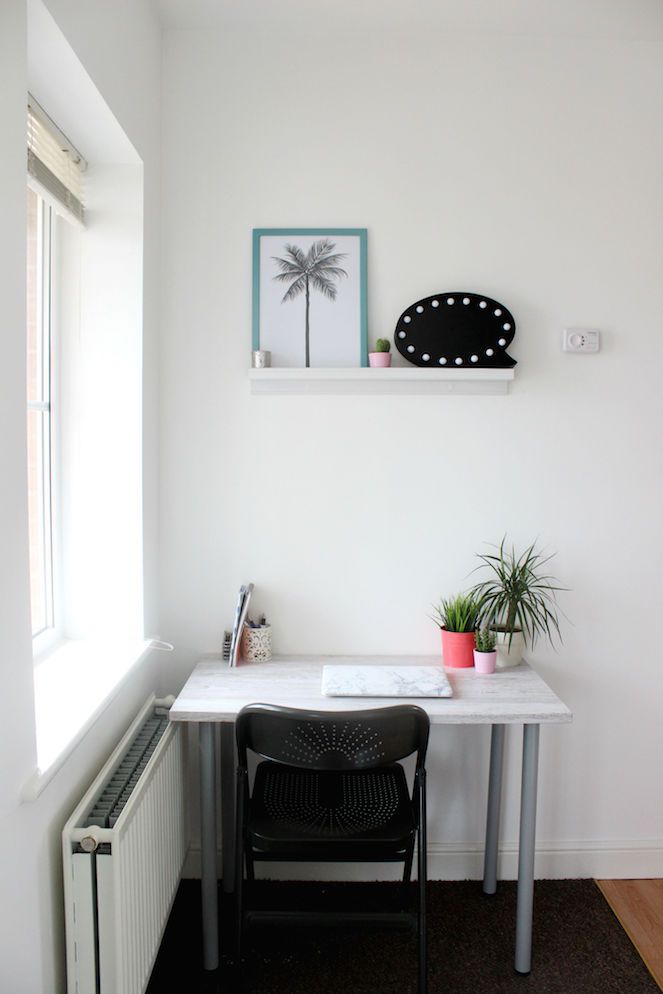 small office desk space grey interior