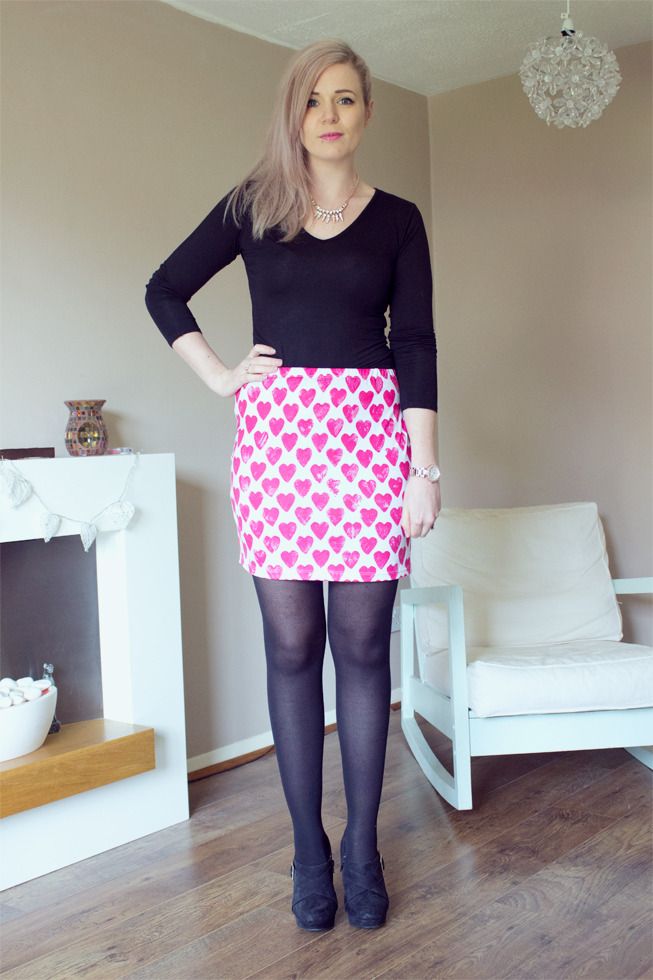 heart print skater skirt
